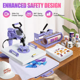 Whubefy 15x15 Heat Press Machine for T Shirts 8 in 1 Combo with 30oz Tumbler Press, Slide Out & Swing Away, Dual Tube Fast Heating, 3 Preset Modes & Counting Function for Bulk DIY Hats, Mugs, Plates Whubefy