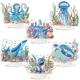 Cinnvoice 6 Pcs Ocean Animal Diamond Art Tabletop Decorations Sea Animal Centerpieces Octopus DIY Diamond Art Turtle Desktop Ornaments for Table Tabletop Decor Cinnvoice