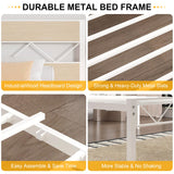 VECELO Twin Size Bed Frame with Headboard, Heavy-Duty Platform Bedframe with Metal Slats Support, No Box Spring Needed, Easy Assembly, White & Natural VECELO