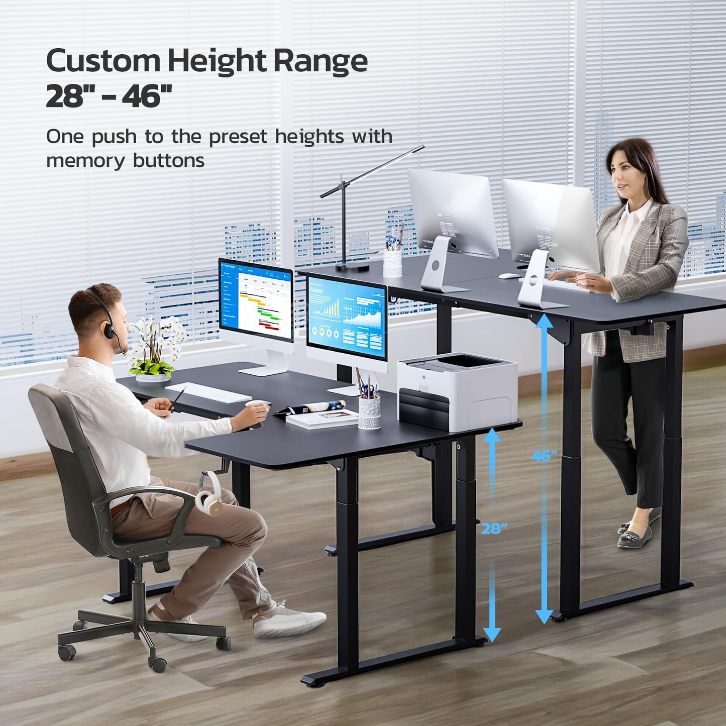 Dripex Standing Desk, 63"/ 71" L Shaped Desk Adjustable Height, Electric Corner Stand Up Desk Large Home Office Desk Computer Workstation, Dual Motor Sit Stand Desk 4 Legs, Super Stable - WoodArtSupply