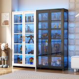 Display Cabinet with Glass Doors, 5-Tier Curio Cabinet with 4 Adjustable Shelves for Collectibles Toy Organizers Rack & Display Shelf, Kids Bookcase for Bedroom, Reading Nook, Living Room (White) YGWBGA