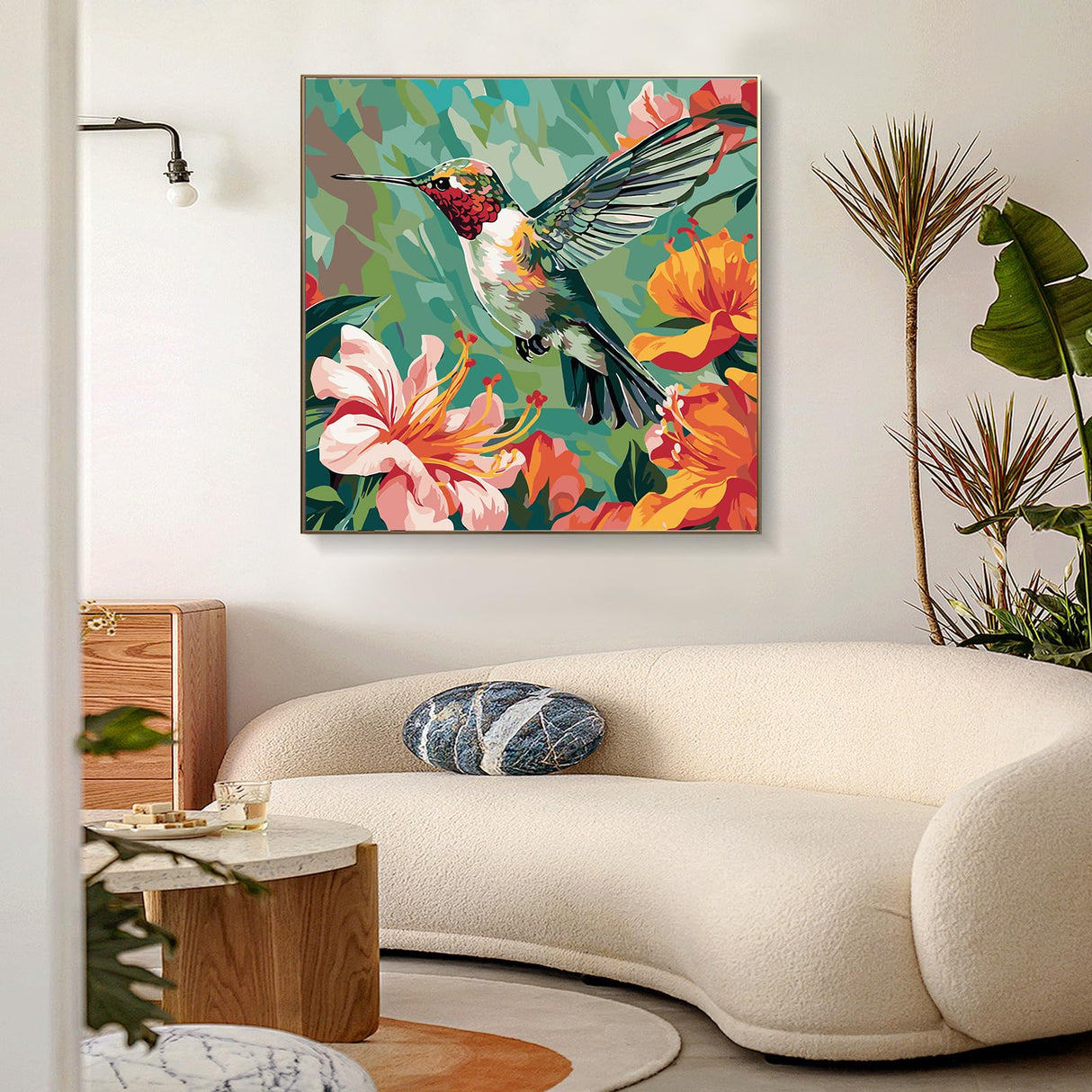 PRASIO Paint by Numbers Kit for Adults Beginner, Hummingbird Adult Paint by Number Kits on Canvas, DIY Acrylic Watercolor Oil Paint by Number for Adults for Home Decor Gift 16x16 Inch PRASIO