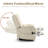 JIKFRIMA Power Lift Recliners Chairs for Elderly Adults Lay Flat Recliner with Heat & Massage, Wireless Charging Device, USB Ports, Cup Holder, Lumbar Pillow, 400Lbs (Velvet Fibric,Beige) JIKFRIMA