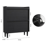 GarveeHome Shoe Cabinet with 2 Flip Drawers, Wooden Shoe Organizer Cabinet with Adjustable Shelf, Shoe Storage for Entryway, Hidden Shoe Cabinet for Hallway, Living Room, Black GarveeHome