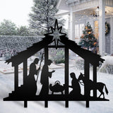 Cinnvoice 40" x 31" Large Metal Nativity Scene Yard Stake Christmas Religious Faith Garden Stakes Waterproof Xmas Outdoor Nativity Yard Decor with Stake for Xmas Holiday Lawns Outdoor Decor(Black) Cinnvoice