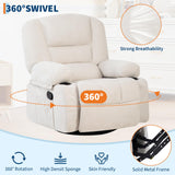 GarveeLife Massage Recliner Chair with Heating, 360° Swivel Reclining Chair for Adults with Storage and Cup Holder, Ergonomic Lift Recliner with Massage, for Living Room, Bedroom, White GarveeLife