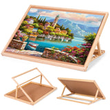 Old Canal Puzzle Board, 1000 Pieces Puzzles Table with Adjustable Tilt Stand, Wooden Jigsaw Puzzle Tables, Portable Puzzle Storage Boards with Non-Slip Felt Tabletop for Adults Old Canal