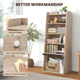 Tangkula Natural 6-Tier Bookcase with Adjustable Shelves and Flip-Up Door Tangkula