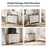 LINSY HOME 7 Drawers Dresser for Bedroom, Wood Bedroom Dresser Farmhouse Drawer Chest, 7 Chest of Drawer, Tall Dresser for Closet, Dressers Organizer for Living Room, Closet, Hallway LINSY HOME