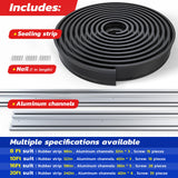 Jin&Bao Garage Door Bottom Seal with Pre-drilled Aluminum Track Retainer Base Kit, Heavy Duty U+O Ring Combination Garage Door Weather Stripping Kit (10FT) Jin&Bao