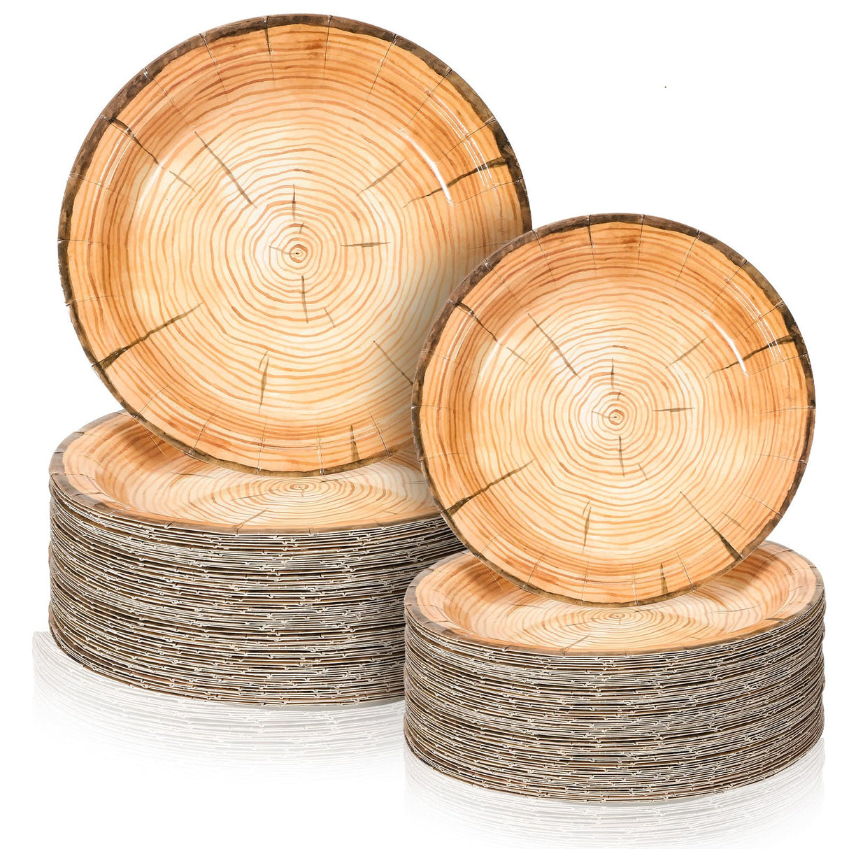 Tioncy 100 Pcs Wood Grain Paper Plates 7" 9" Rustic Wood Slice Plate Farmhouse Round Disposable Dinner Plate for Woodland Baby Shower Lumberjack Birthday Party Supplies(wood Grain, 100 Pieces) Tioncy