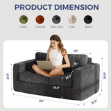MAXYOYO Boneless Sofa Couch, Loveseat Sofa for Small Space, Tufted 2-Seater Floor Couch Bean Bag Chair for Living Room Bedroom Apartment, Sofa in a Box, No Assembly Needed, Dark Grey MAXYOYO