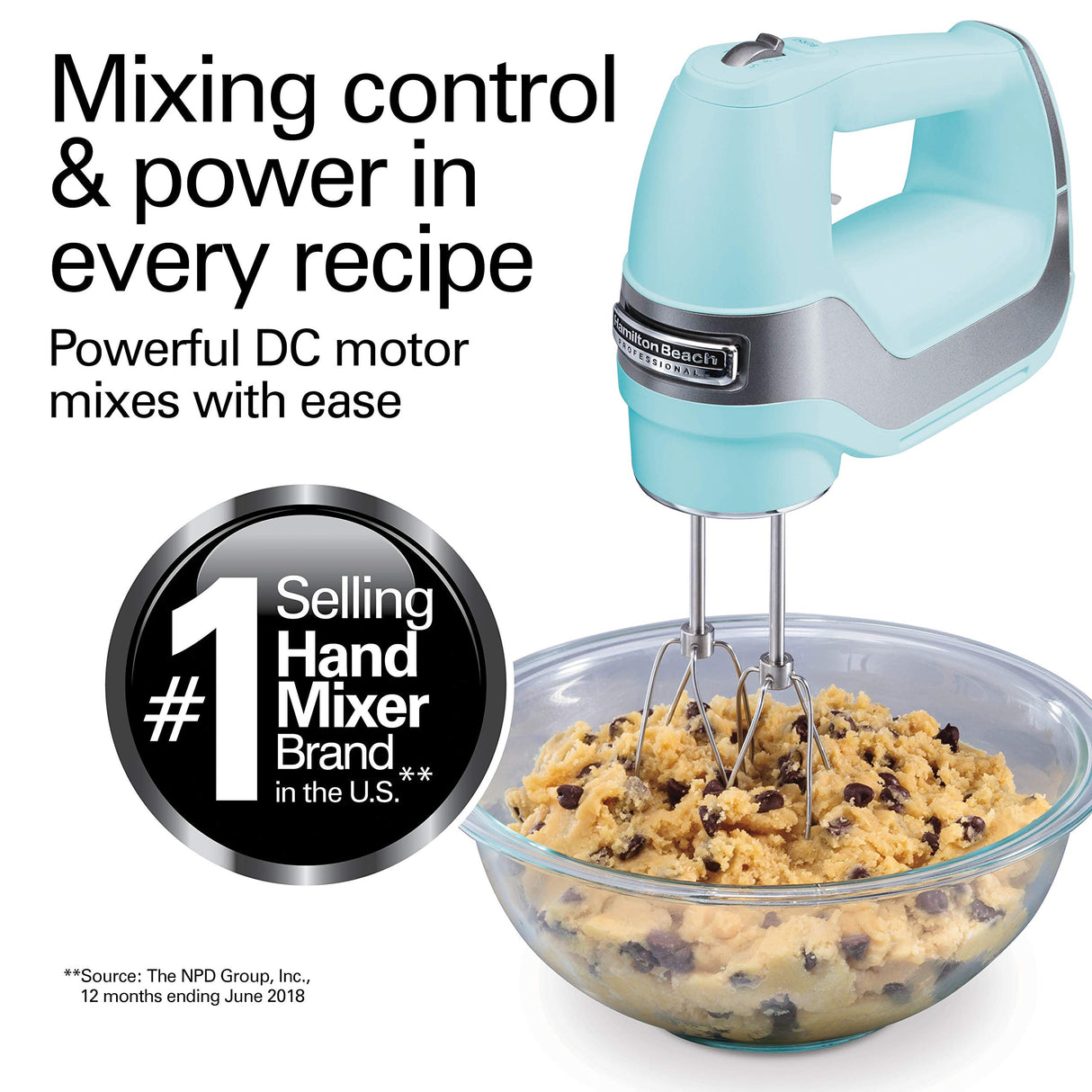 Hamilton Beach Professional 5-Speed Electric Hand Mixer with Snap-On Storage Case, QuickBurst, Stainless Steel Twisted Wire Beaters and Whisk, Mint (62658) Hamilton Beach Professional