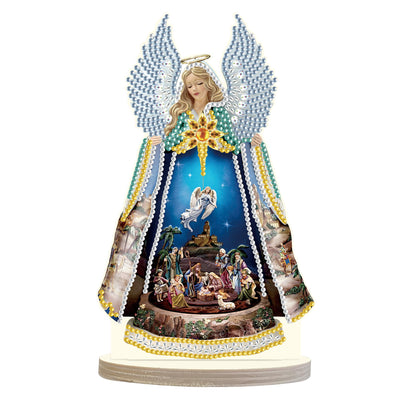 Diamond Art Kits Christmas Angel Nativity Scene – DIY Tabletop Diamond Painting Decoration with Holy Family, Desktop Ornament for Adults, Special Gem Mosaic Craft Kit, Religious Holiday Home Decor