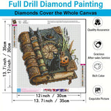 Witch’s Spell Book Diamond Art Kits for Adults-Mystical Halloween 5D Diamond Painting Kits for Beginners Pumpkin,DIY Full Round Drill Gem Art Paint by Diamonds Black Cat,Home Wall Decor 13.7X13.7inch SJDIYSTORE
