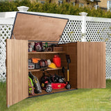 Outdoor Storage Cabinet,Wooden Garden Shed with Metal Frame Structure and Adjustable Shelf,33.3 Cu Ft Horizontal Waterproof Patio Tools Storage Box for Sofa Cushion, Lawn Mower and Garbage Cans Suumerpety