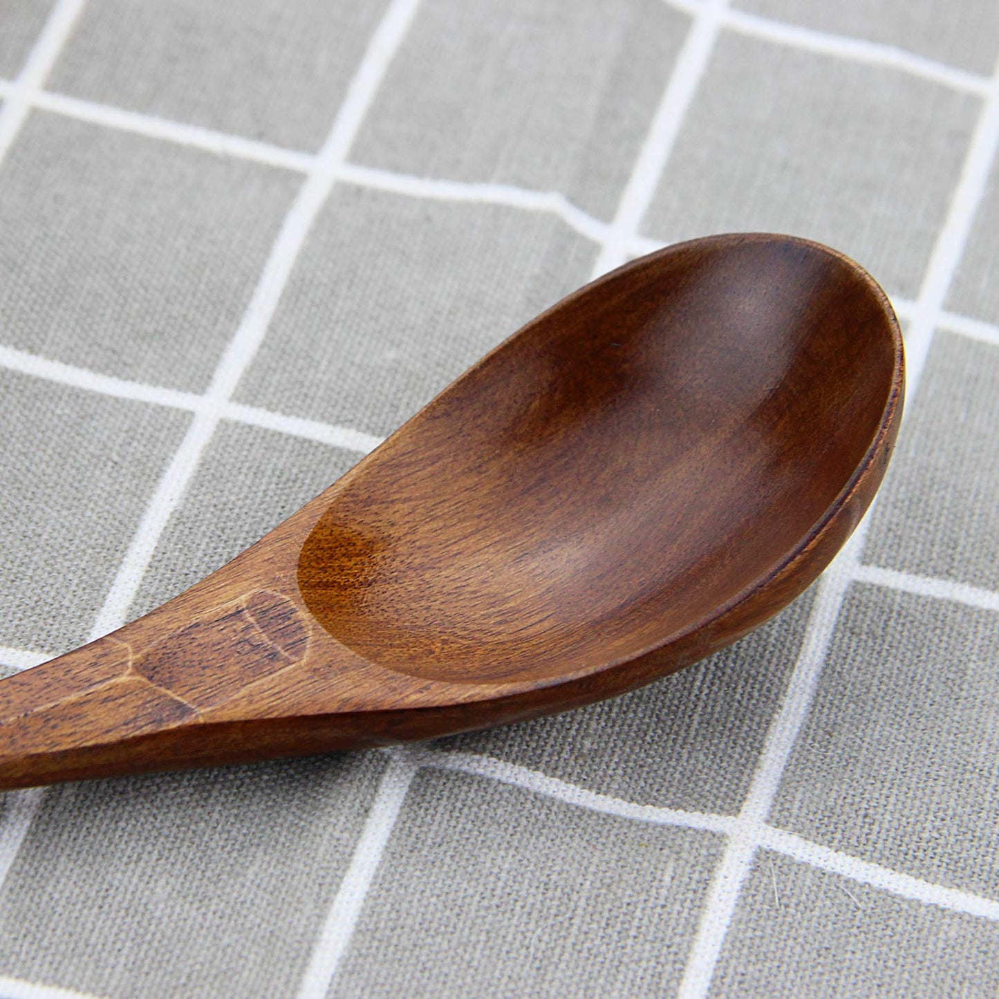 Soup Spoons,AOOSY Wooden Soup Spoons, 6 Pieces 7.84 inches Japanese Ramen Spoons Round Nanmu Wood Long Handle Rice Dessert Cooking Tasting Dinner Table Spoon for Kitchen Restaurant