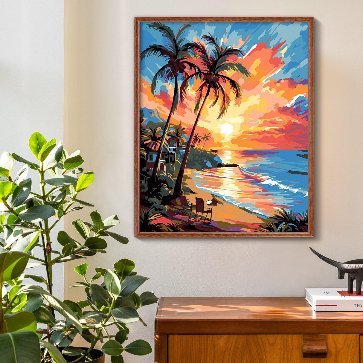 ZTOTZ Paint by Numbers Kit for Adults Beach Scenes,Adult Paint by Number Kits Beach,Sunset Beach Paint by Numbers 16X20 Canvas Without Frame,DIY Ocean Sunset Paint Number Set ZTOTZ