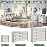 Standifurno Farmhouse 8 Drawers Dresser for Bedroom, 41" Tall Rustic Wood Chest of Drawers with Natural Texture, Metal Handle, White Storage Closet Dressers Organizer for Bedroom, Living Room, Hallway Standifurno