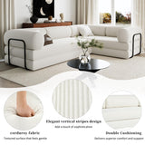 Merax L-Shaped Modular Sofa Bed in Corduroy Fabric, Convertible Sleeper Sofa Bed, 4 Seat Floor Couch for Living Rooms and Apartments, No Assembly Required, Beige Merax