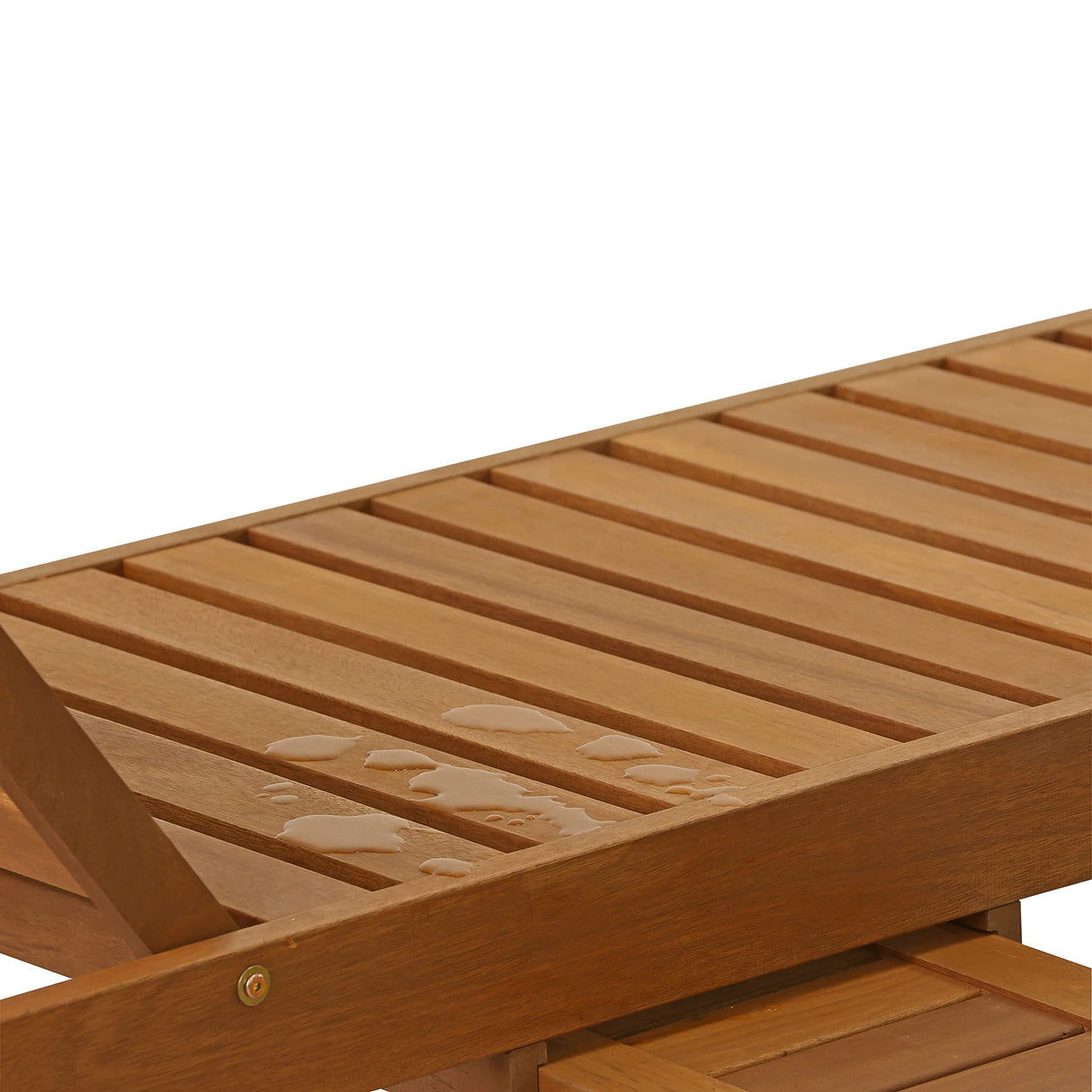 Furinno Tioman Outdoor Hardwood Patio Furniture Sun Lounger with Tray in Teak Oil, Natural 23.52D x 70W x 12H in Furinno
