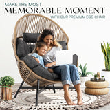 Bme Heavy Duty 500 Lbs Capacity Wicker Egg Chair for Outside & Indoor, UV 2000 Hours Material with Flame Retardant Tested Cushion, Durable Against Water, Weather, Brown Base Bme