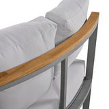 KLMM Farmhouse 4 Piece Round Outdoor Conversation Set,Patio Sectional Sofa Set with 8 Back Cushions,for Porch Lawn Garden Backyard Poolside (Gray@Round) KLMM