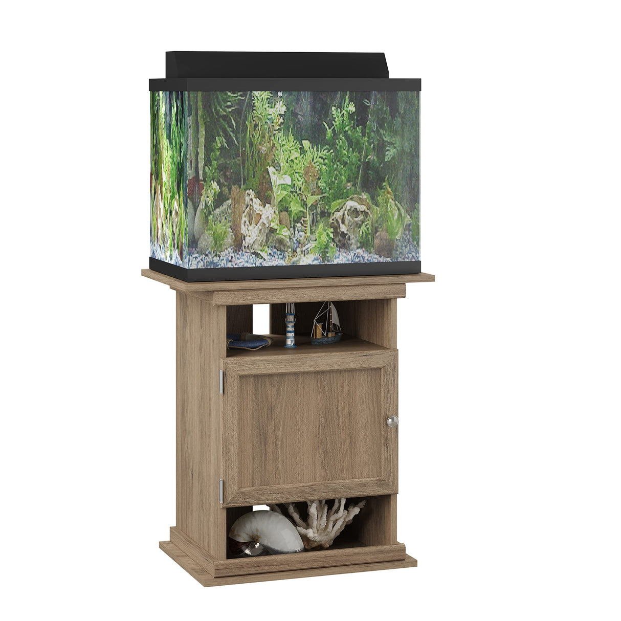 Ollie & Hutch Flipper 10/20 Gallon Aquarium Stand, Rustic Oak Ollie & Hutch