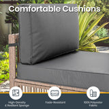 Pamapic 7-Piece Outdoor Sectional Sofa Set, All-Weather PE Rattan Patio Furniture with Washable Cushions Covers, Gray Cushions and Brown Rattan, Dark Gray Pamapic