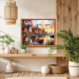 Lxmsja Fishing Village Paint by Numbers Kit for Adults, Harbor Acrylic Paint by Numbers for Adults Beginner, DIY Craft Supplies Oil Painting Kits for Home Wall Decor 20x16 inch (No Frame) Lxmsja