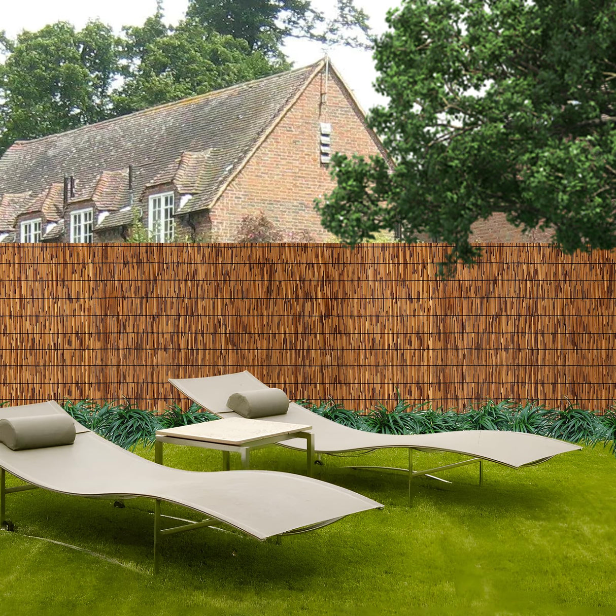 TOOKNIN 1 Pack Natural Reed Fence,5.5FT X 16.4FT Bamboo Fencing Privacy Reed Screening for Outdoor, Gallery, Restaurant, Hotel, Patio (Brown) TOOKNIN