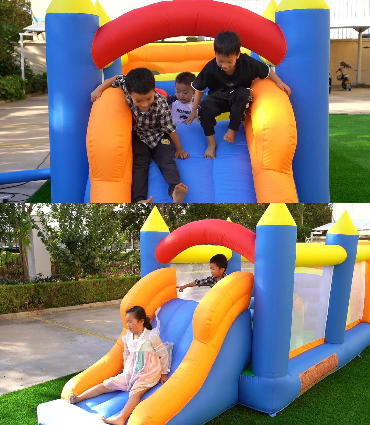 HuaKastro 20.5FT(L) Extended Inflatable Obstacle Course Bounce House for Kids Party Easter Event, with Various Obstacles: Tunnel, Crossing Wall, Jungle, Jumping Area, Climbing Wall and Slide HuaKastro