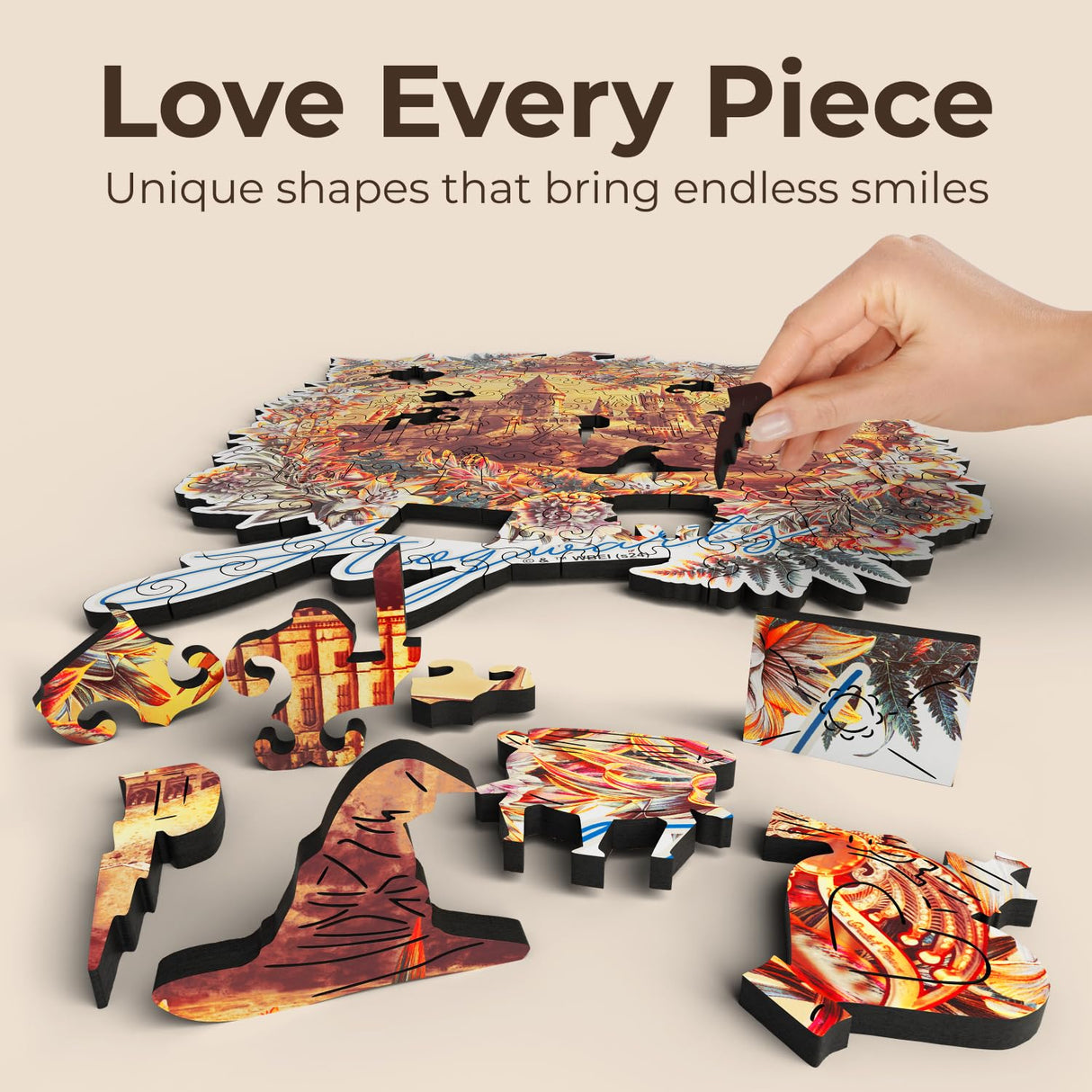 Crafthub Harry Potter Wooden Puzzles for Adults – A3 Size with 155 Pieces Wood Puzzles – Hogwarts Castle – Jigsaw Puzzles with Unique Shapes – 10.8" x 11.9" CRAFTHUB