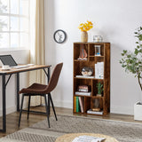 VECELO 42 Inch High Bookcase, 4-Tier Modern Storage Cabinet with Height Difference Shelves for Standard Textbooks, Floor Standing, 7 Cubes, Horizontal Available, Easy Assembly, Rustic Brown VECELO