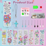 HTTDMY 8PCS Bible Verse Diamond Painting Art Bookmarks,Cute Acrylic Bookmarks Crafts Kits with Cross Pendants for Adult Women Book Lovers (Flower) HTTDMY