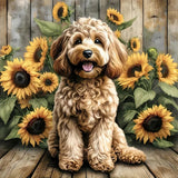 5D Diamond Art Kits for Adults,Dog Special Shape Diamond Painting Kits for Beginners,Sunflower DIY Crystal Paint by Diamonds Dots Gem Art Craft for Home Decor 11.8x11.8 Inch Acelii