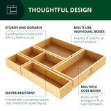 ROYAL CRAFT WOOD 5-Piece Bamboo Drawer Organizer Set – Multi-Use Storage Trays for Kitchen, Bathroom, Office, Makeup, Jewelry & More – Junk Drawer Tray, Utensil Holder, Storage Box & Bin Set (5 Boxes) ROYAL CRAFT WOOD