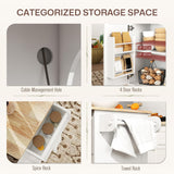 HOMCOM Rolling Kitchen Island with Power Outlet and Drop Leaf, 53" Island Table with Wood Top, 3 Drawers, Adjustable Shelf, Spice & Towel Rack, Kitchen Cart on Wheels, White HOMCOM