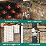 YITAHOME XL Rolling Outdoor Kitchen Cart with Wicker Storage and Expandable Table Top - Light Yellow Gradient YITAHOME