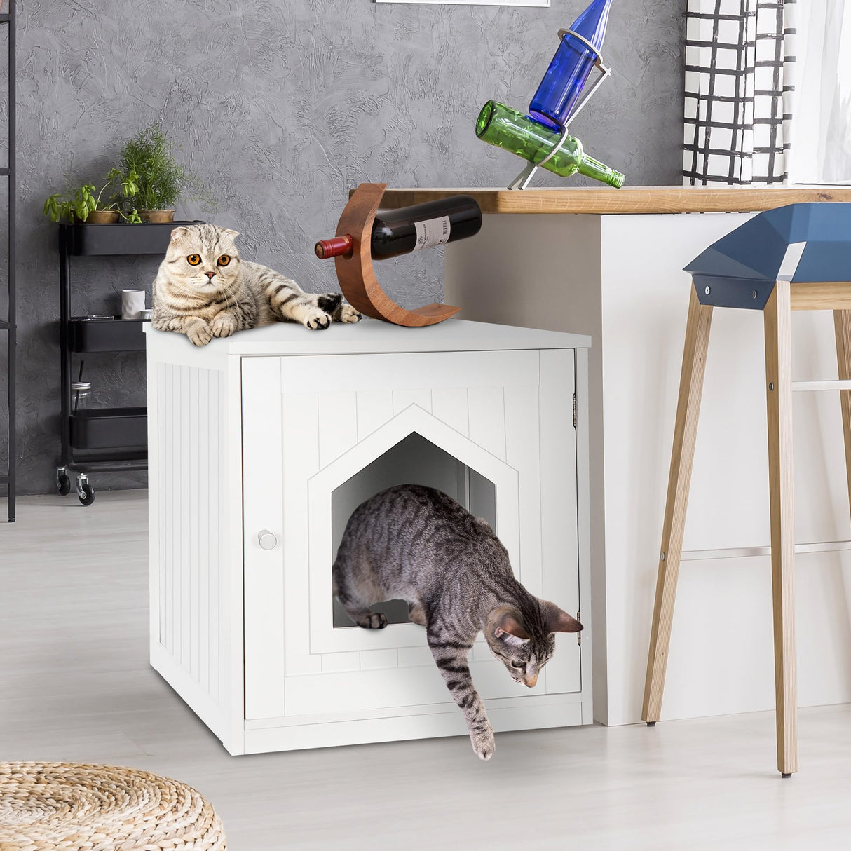 Epetlover Cat Litter Box Enclosure Furniture Hidden for Indoor Cats Decorative Wooden Pet House Kitty Washroom with Vent Holes, White Epetlover