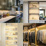 Natural White 4 Pack Dimmable Shelf Lighting with Memory Function, 12 inch 4000K Bookshelf Lighting, LED Lights for Display Case/Pantry/Closet/Safe JUSJUBR