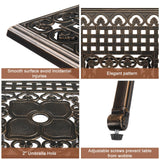 VINGLI Cast Aluminum Patio Bar Table, 42" Height High Top Outdoor Bar Table with Umbrella Hole, Pub Height Bistro Square Table for Paito Lawn Garden VINGLI