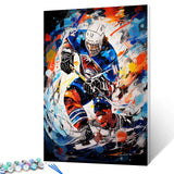 Ice Hockey Athletes Painting Graffitic Sportman Paint by Number Kits 16 x 20 inch Canvas Extreme Sports DIY Oil Painting for Kids Adults Beginner with Brushes and Acrylic Home Decor (Frameless) TUMOVO