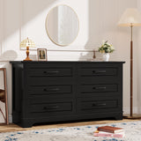 YESHOMY Dresser for Bedroom, Farmhouse 6 Drawers Dresser, Chest of Drawer Chest, Multi-Tier Clothing Storage Cabinet, Black YESHOMY