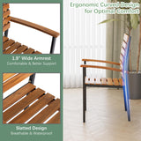 WiberWi 7 Piece Outdoor Dining Set for 6, Acacia Wood 59.1" Patio Table and Chairs Set with Metal Frame, Patio Dining Furniture Set for Garden, Balcony, Backyard, Poolside, Brown & Black WiberWi