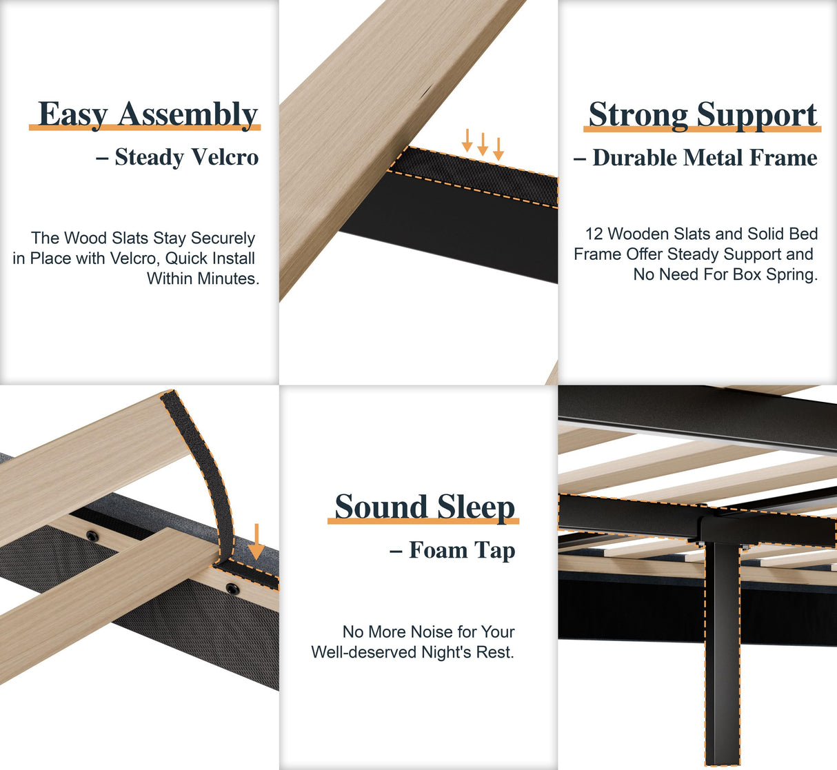 SUNLEI Bed Frame with Wingback Storage Headboard, Queen Size Bed Frame with Charging Station and Velvet Fabric, Strong Wood Slats, Easy Assembly, No Box Spring Needed, Light Grey SUNLEI