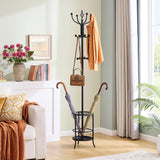 Tajsoon Coat Rack Stand with Umbrella Holder, Free standing Coat Hanger Stand with Umbrella Stand, Entryway Coat Rack to Hold Clothes Hats Bags,Coat Stand with 12 Hooks, for Living Room Bedroom Office Tajsoon