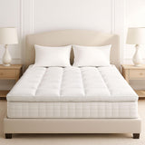 Lavish Home Down Mattress Topper - Queen 4-Inch Duck and Goose Feather Bed with Cotton Mattress Topper Cover - Plush Pillow Top for Cushion and Support (White) Lavish Home