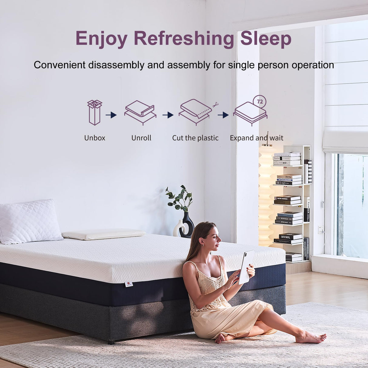 KOPEECHO Queen Mattress, 10 Inch Gel Memory Foam Mattresses, Medium Firm for Cool Sleeping, Pressure Relief, Easily Replaceable,CertiPUR-US Certified Colchón in a Box KOPEECHO