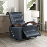 Lexicon 360 Degree Swivel Glider Reclining Chair, Breathable Faux Leather Manual Recliner, Comfy Nursery Glider Recliner, Swivel Reclining Chair for Living Room/Office/Bedroom/Apartment, Dark Blue Lexicon